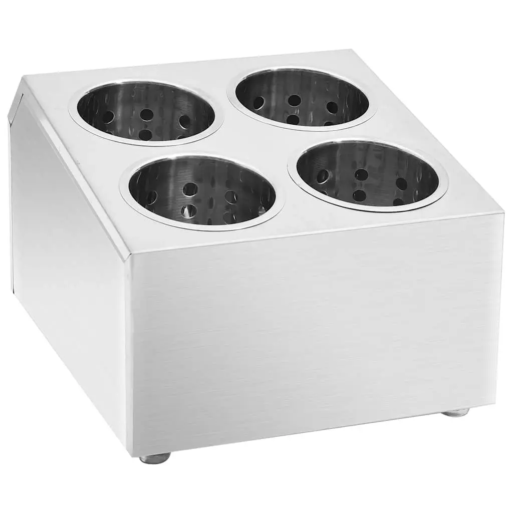 Cutlery Holder 4 Grids Square Stainless Steel Kitchen Utensil Caddy Organiser