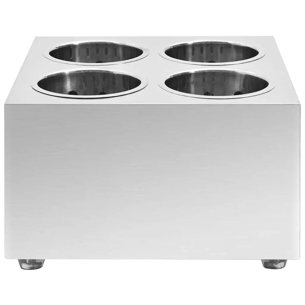 Cutlery Holder 4 Grids Square Stainless Steel Kitchen Utensil Caddy Organiser