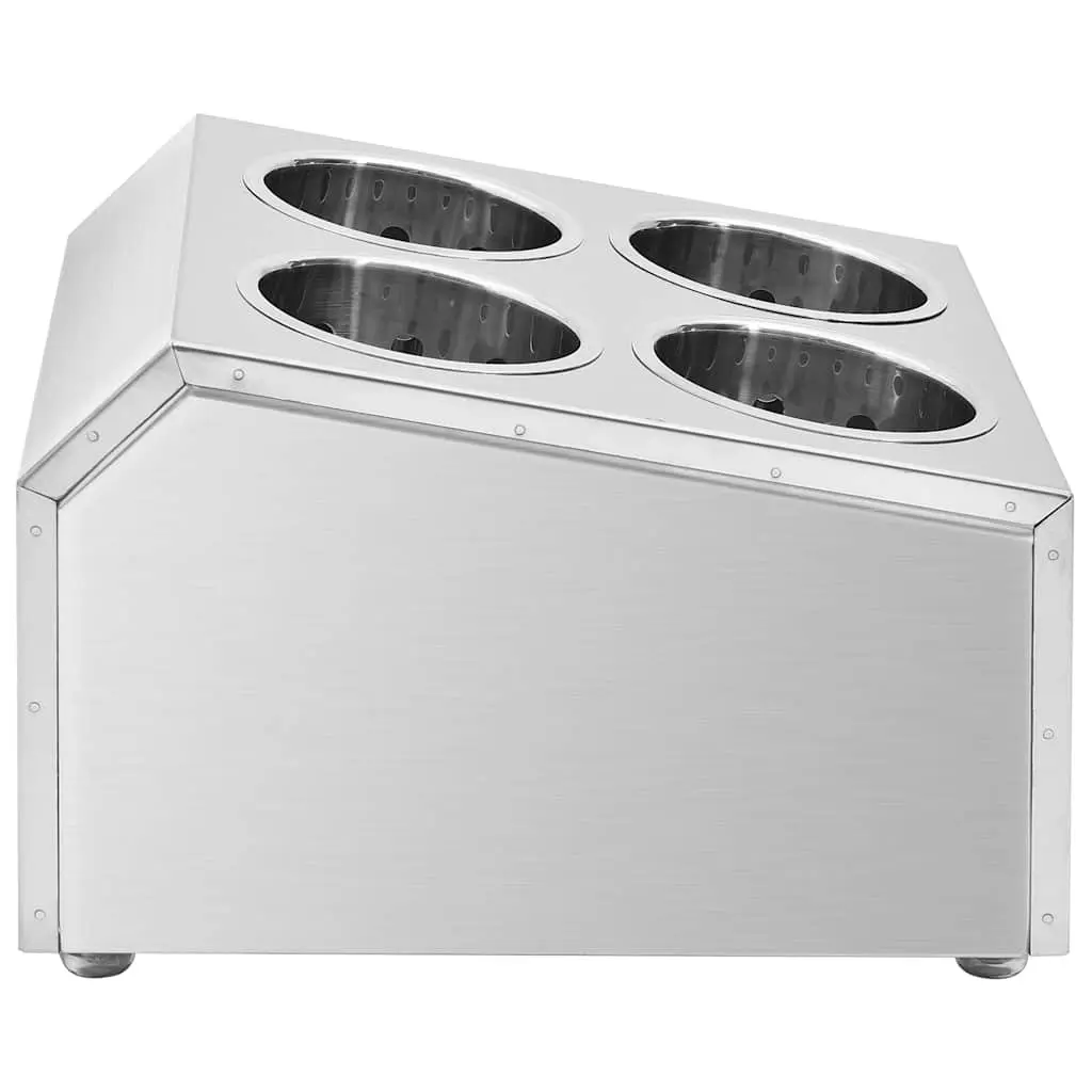 Cutlery Holder 4 Grids Square Stainless Steel Kitchen Utensil Caddy Organiser