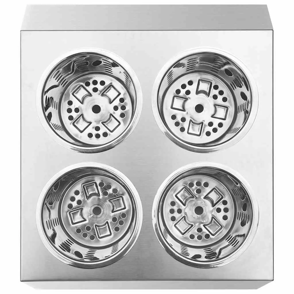 Cutlery Holder 4 Grids Square Stainless Steel Kitchen Utensil Caddy Organiser