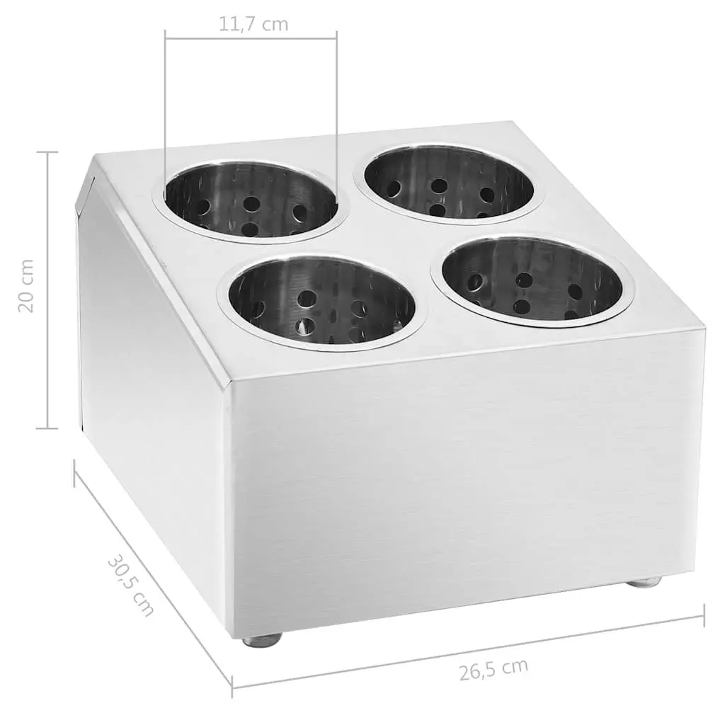 Cutlery Holder 4 Grids Square Stainless Steel Kitchen Utensil Caddy Organiser