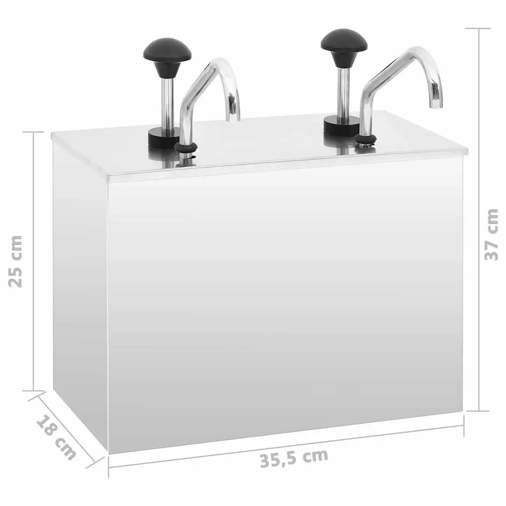 Sauce Dispenser Kitchen 2 x 3.5L Stainless Steel Pump Condiment Buffet Server
