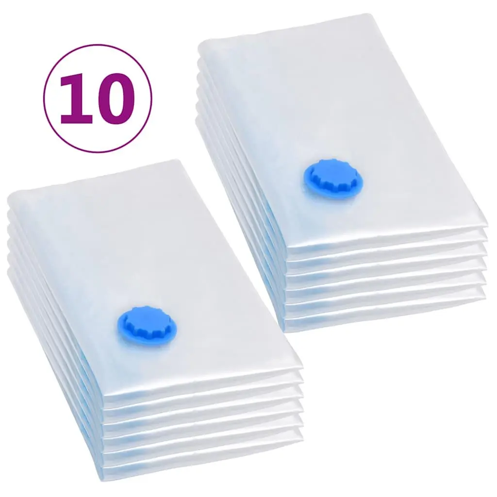 Vacuum Storage Bags for Home Organisation 80x60 cm Transparent Reusable 10 Piece