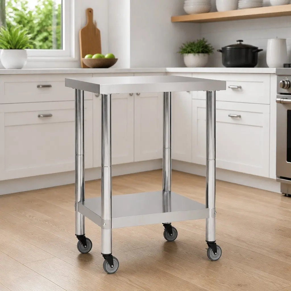 60 x 60 x 85 cm Stainless Steel Kitchen Work Table with Storage
