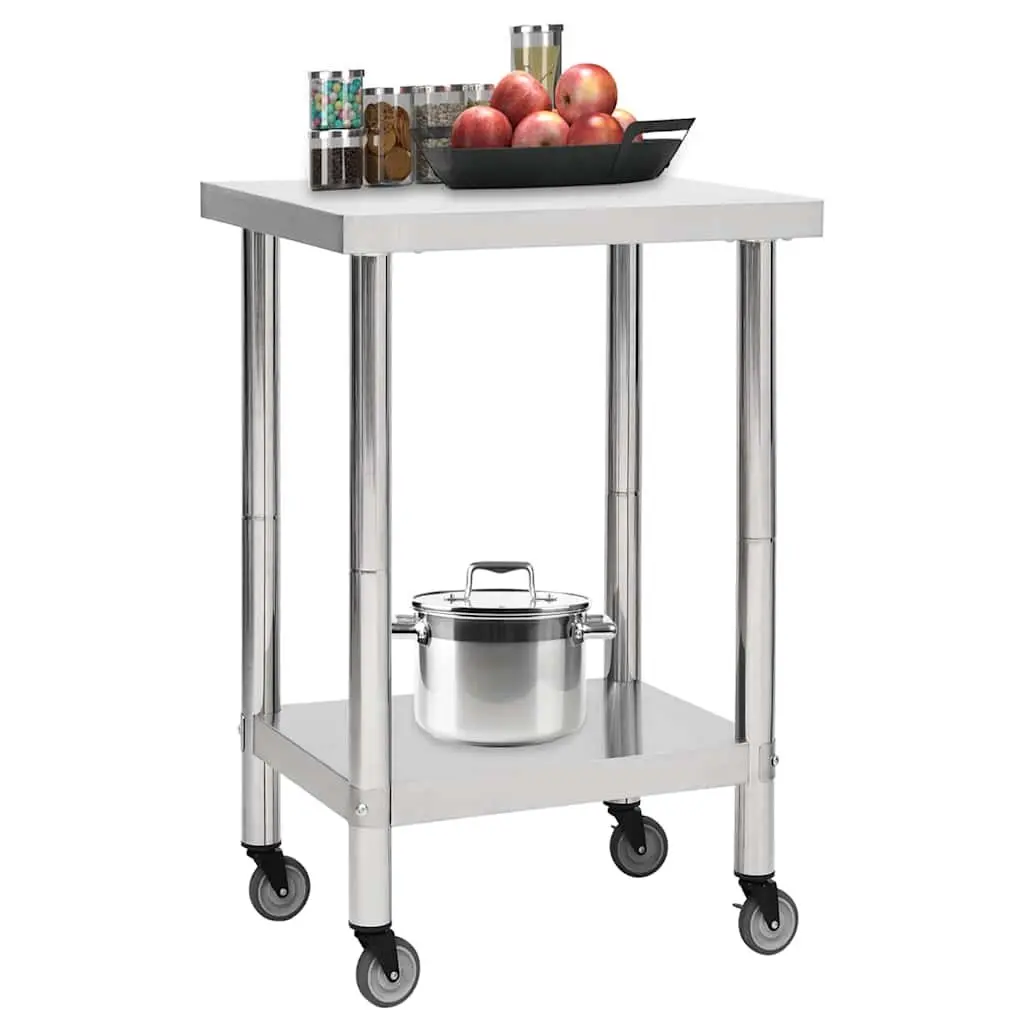 Commercial Kitchen Work Table for Food Prep Stainless Steel 60 x 60 x 85 cm