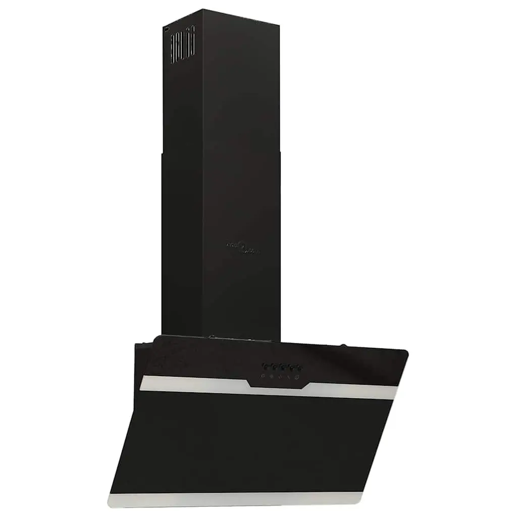 Wall Range Hood 60cm Kitchen Extractor Cooker Hood Black Tempered Glass