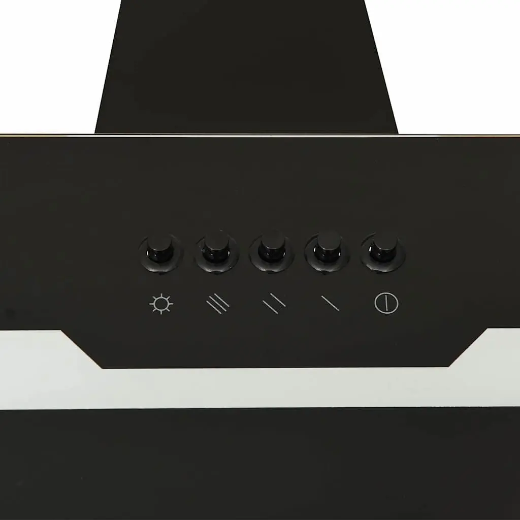 Wall Range Hood 60cm Kitchen Extractor Cooker Hood Black Tempered Glass