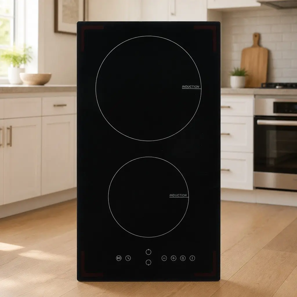 Induction Hob 2 Burners Touch Control Heat-Resistant Glass 3500W Black Kitchen
