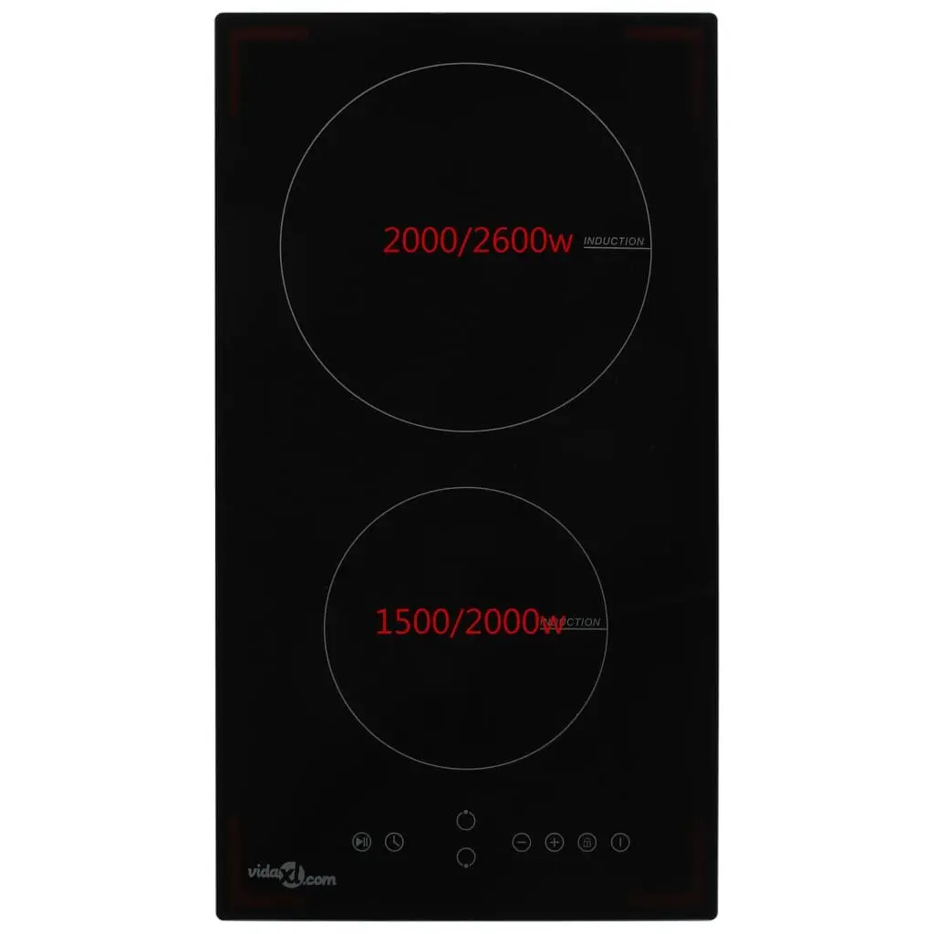 Induction Hob 2 Burners Touch Control Heat-Resistant Glass 3500W Black Kitchen