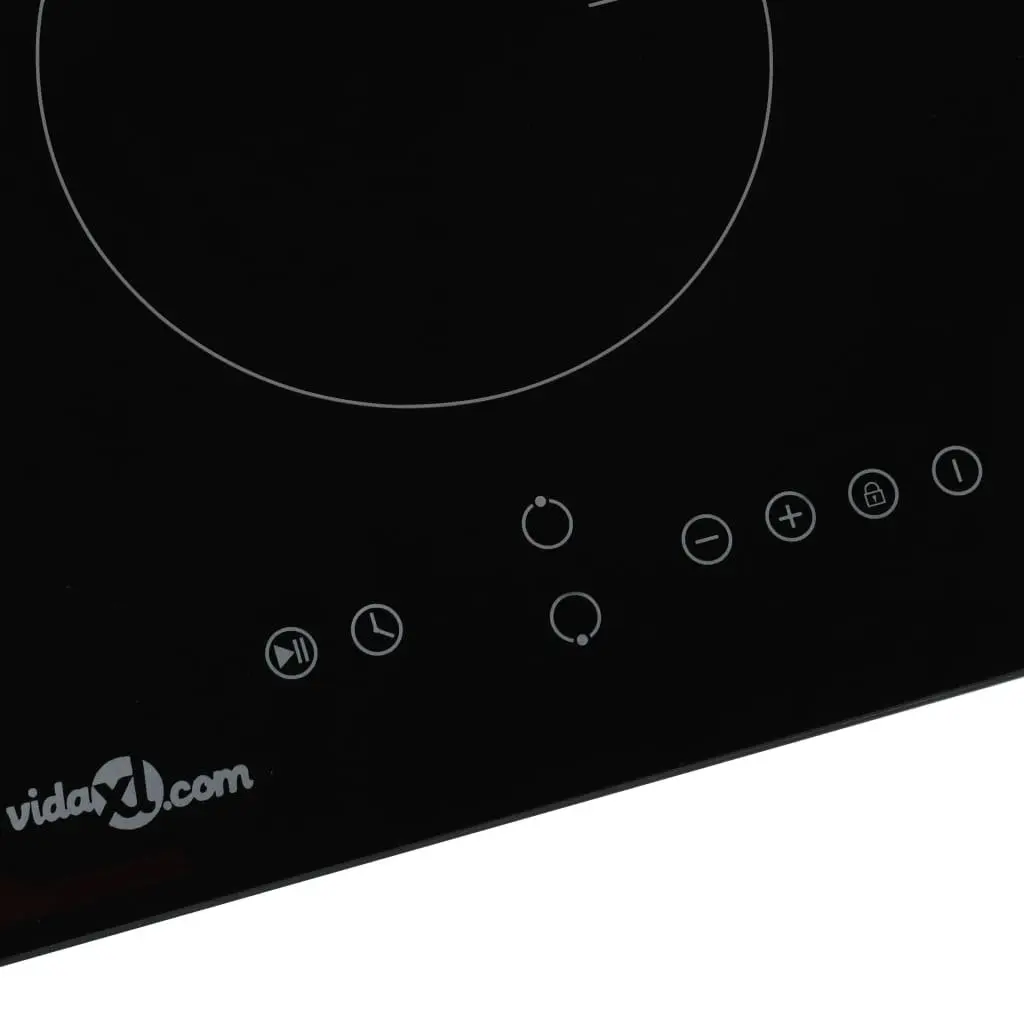 Induction Hob 2 Burners Touch Control Heat-Resistant Glass 3500W Black Kitchen