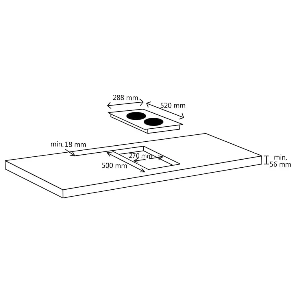 Induction Hob 2 Burners Touch Control Heat-Resistant Glass 3500W Black Kitchen