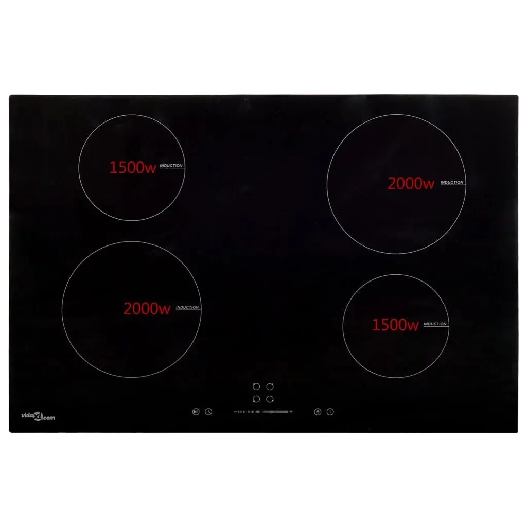 Induction Cooktop 4 Burner Touch Control Heat Resistant Glass Surface 7000W Black