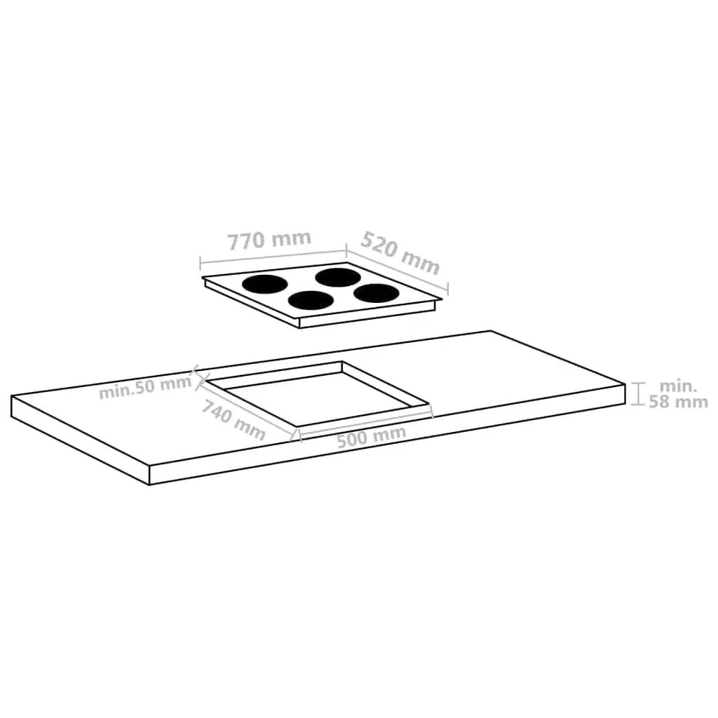 Induction Cooktop 4 Burner Touch Control Heat Resistant Glass Surface 7000W Black