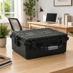 Black Portable Flight Case: 55x43x21cm, Polypropylene and ABS