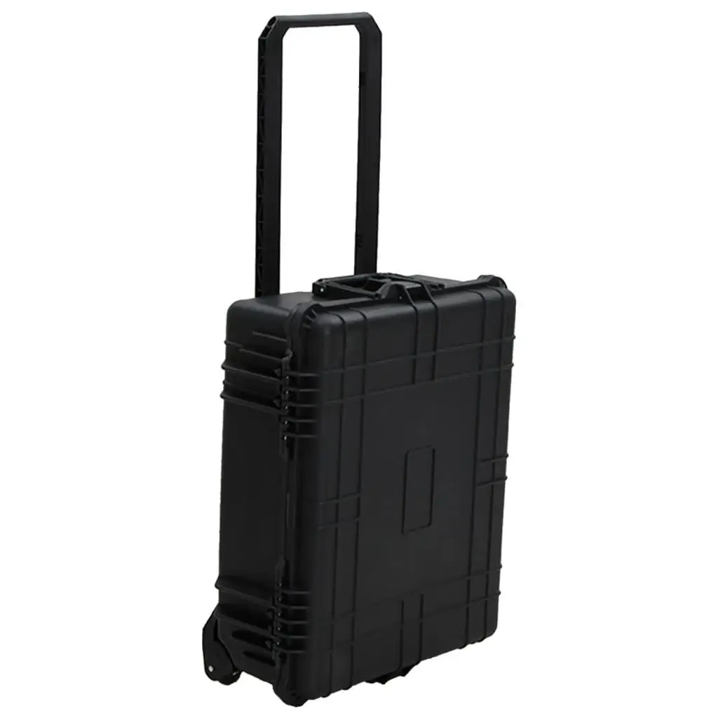 Hard Shell Flight Case Black Luggage Portable Travel 63x50x23cm Wheeled Lockable Handle