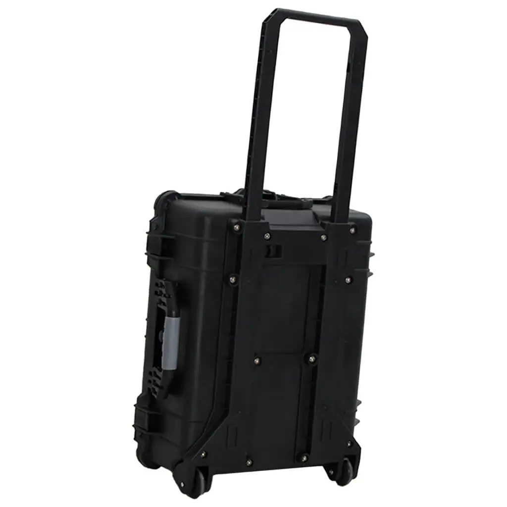 Hard Shell Flight Case Black Luggage Portable Travel 63x50x23cm Wheeled Lockable Handle