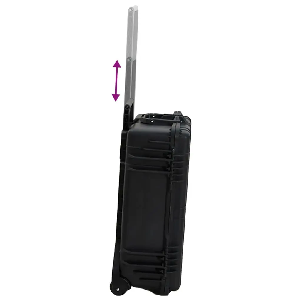 Hard Shell Flight Case Black Luggage Portable Travel 63x50x23cm Wheeled Lockable Handle