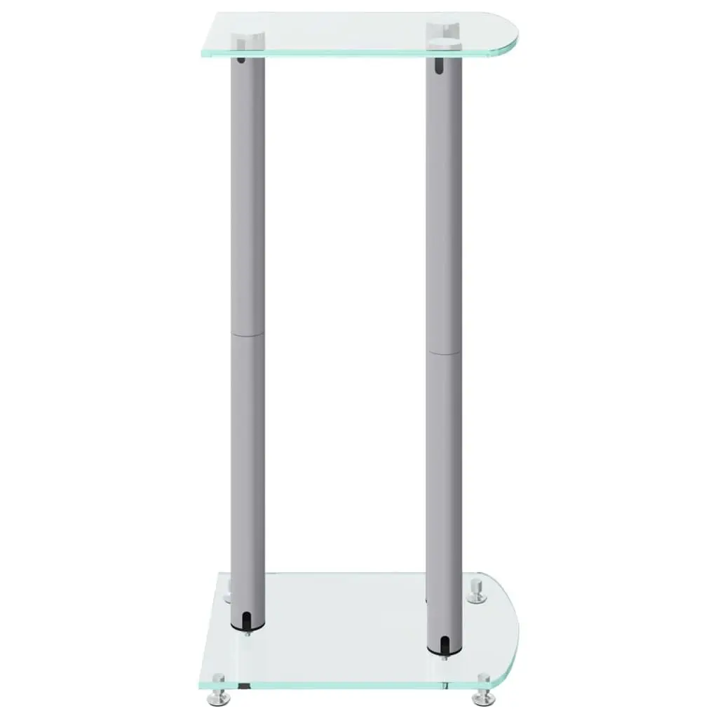 Speaker Stands Pair Silver Tempered Glass 3 Pillar Design Audio Stand Mount