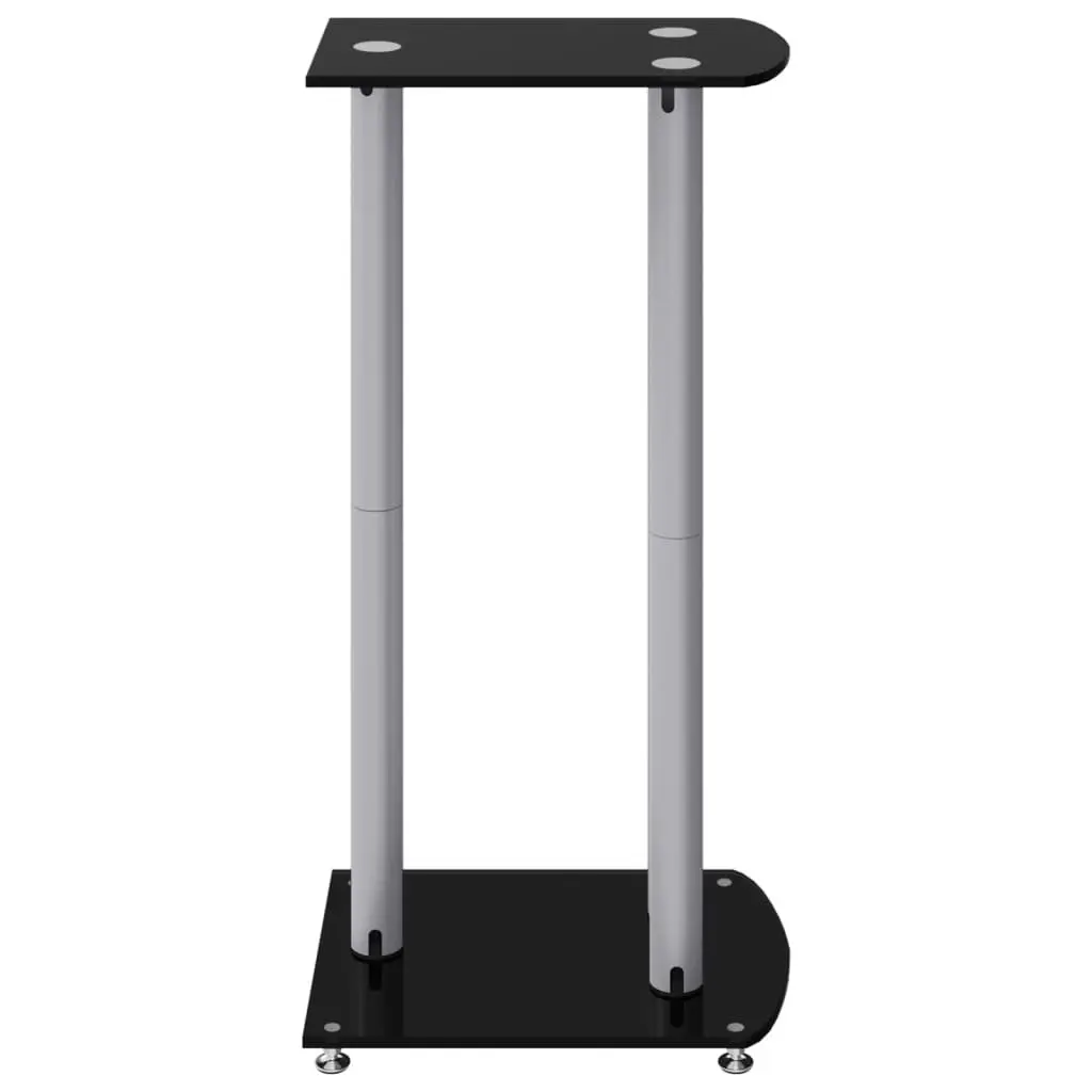 Speaker Stands Pair Tempered Glass 3 Pillar Design Black Home Audio Mount