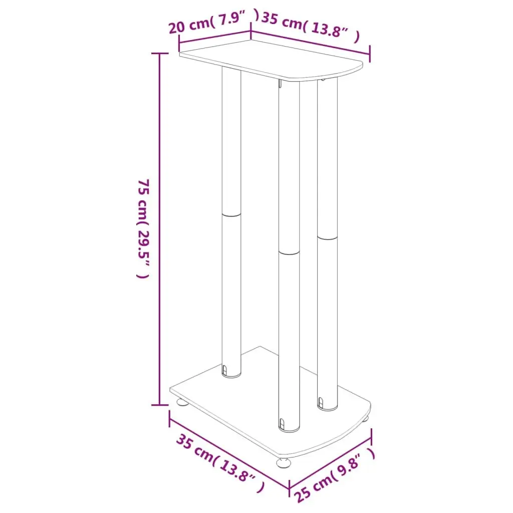 Speaker Stands Pair Tempered Glass 3 Pillar Design Black Home Audio Mount