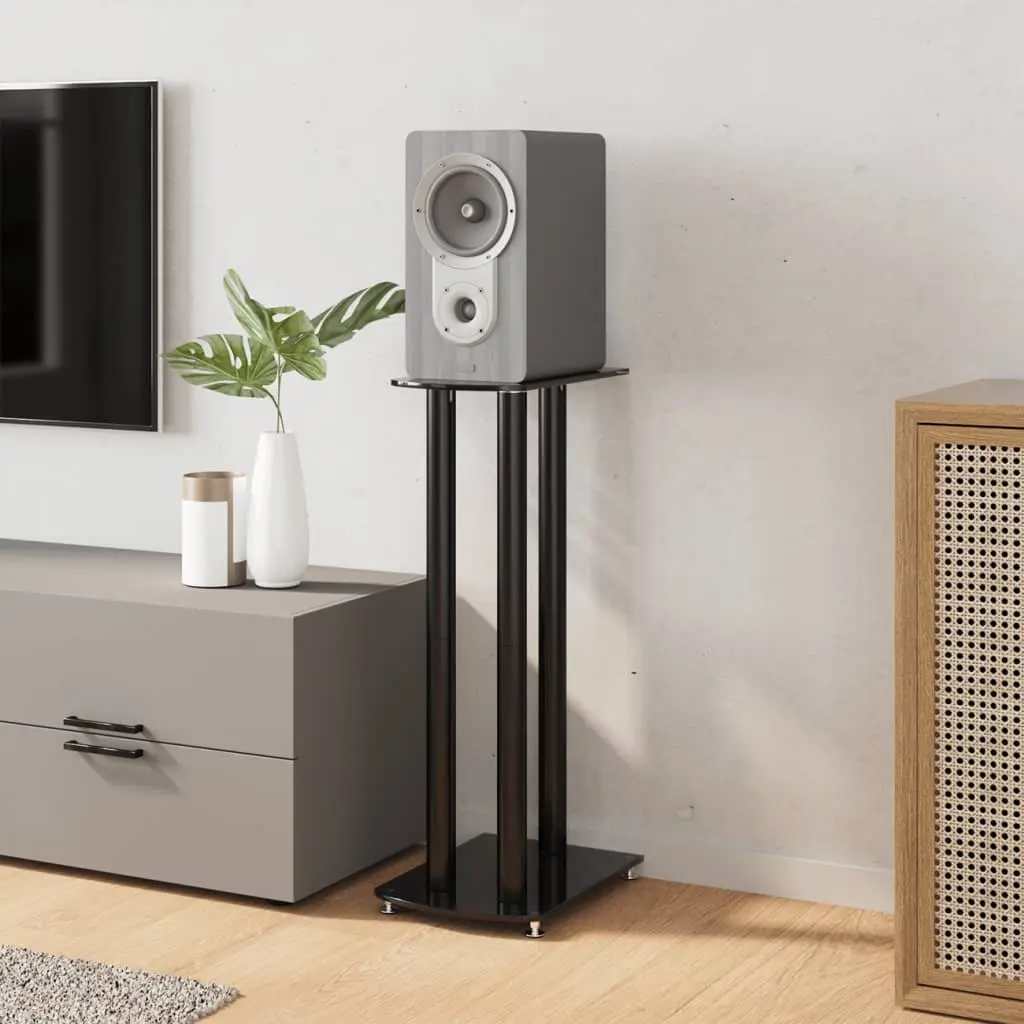 Black 3 Pillar Speaker Stands Pair