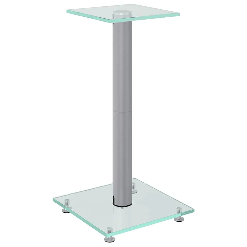 Silver Speaker Stands Pair with Glass Top