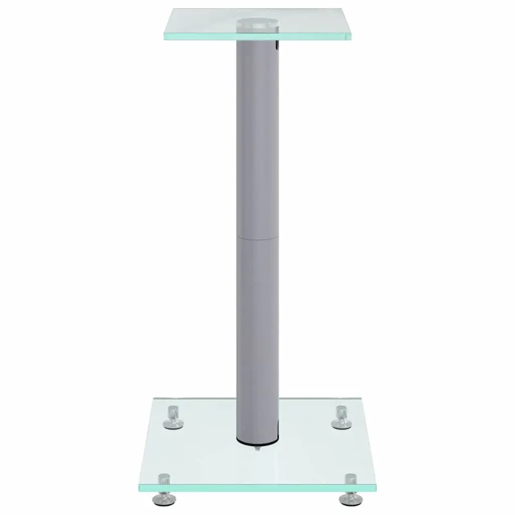 Silver Speaker Stands Pair with Glass Top