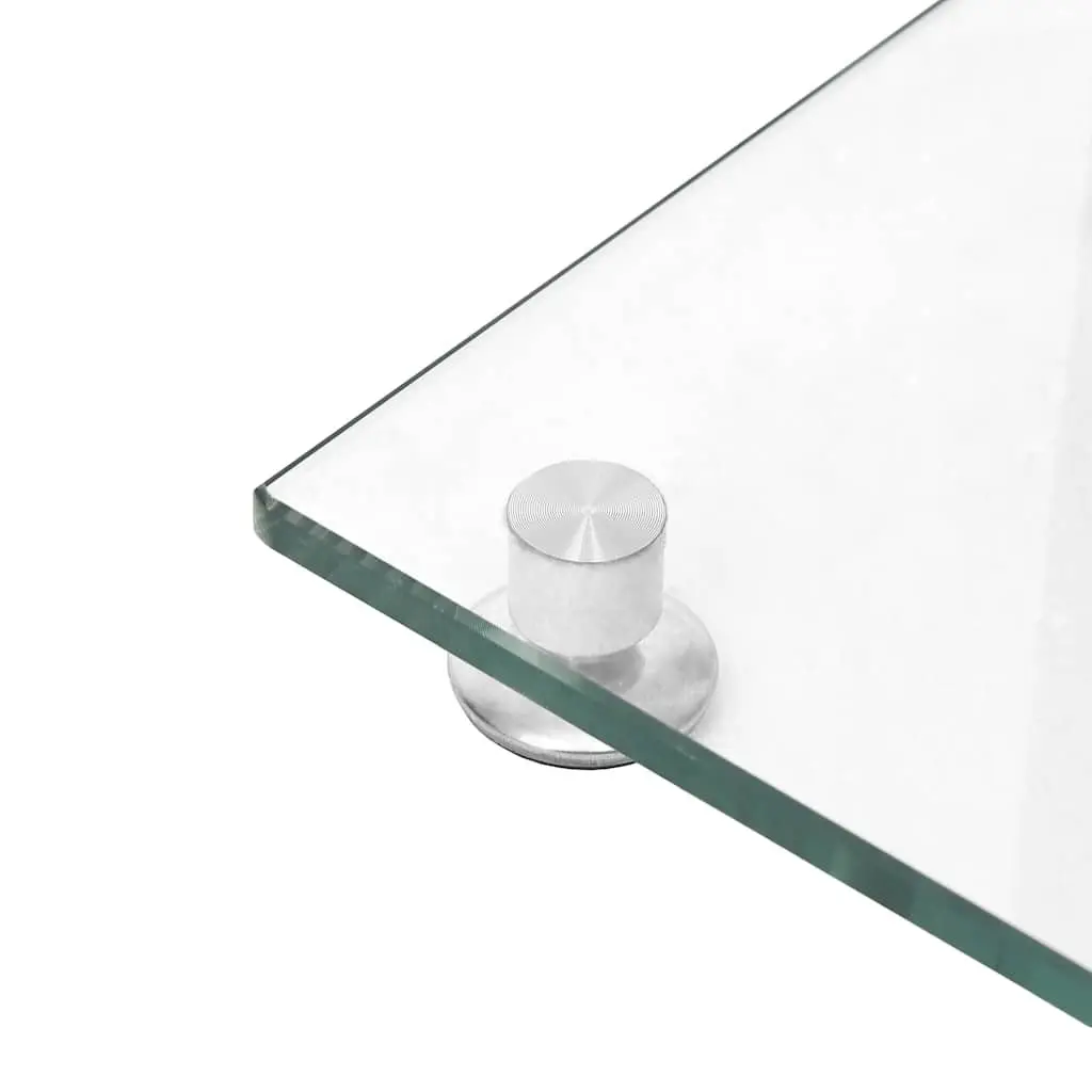Silver Speaker Stands Pair with Glass Top