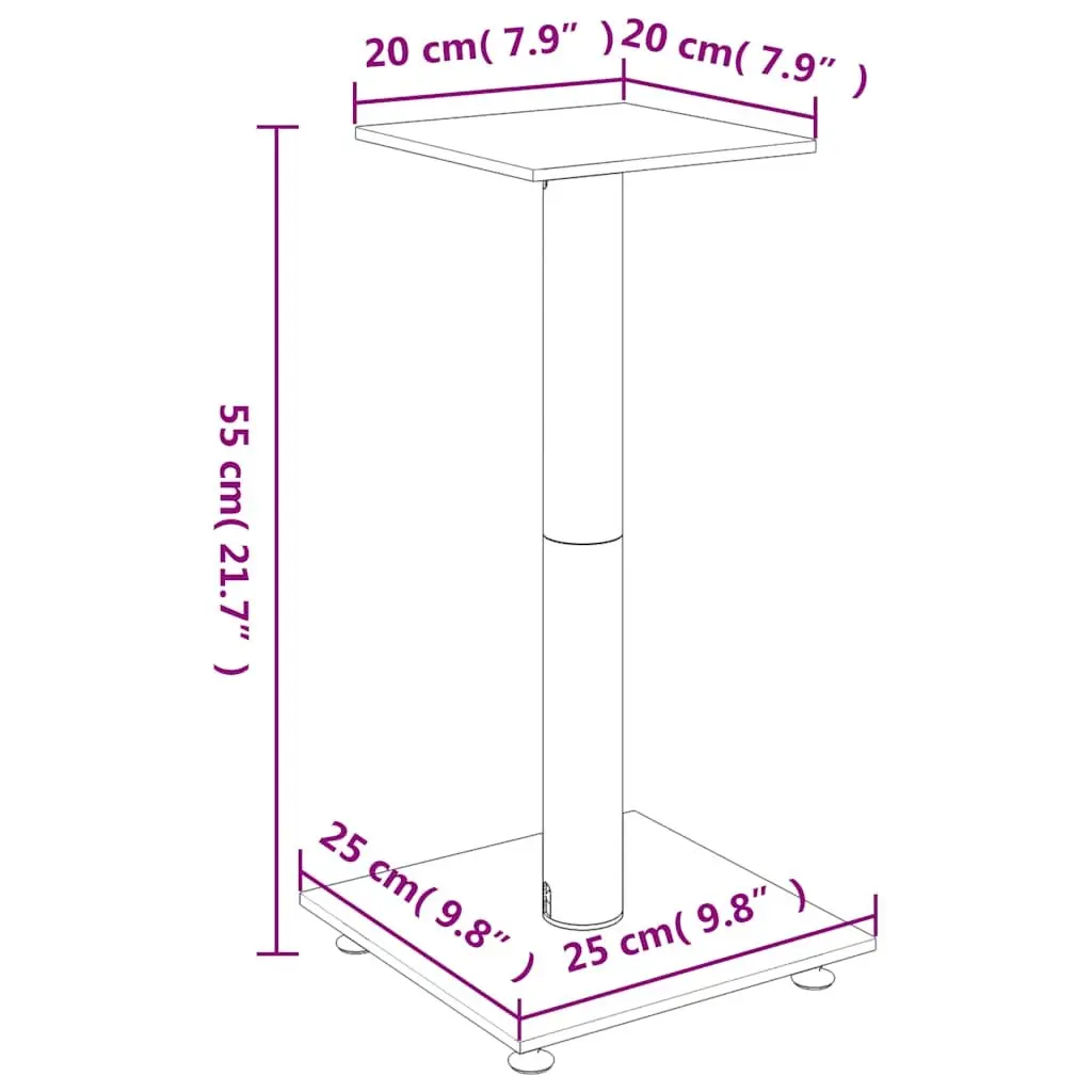 Silver Speaker Stands Pair with Glass Top