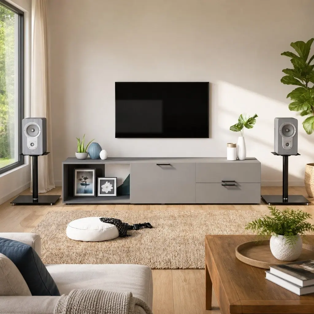 Black Tempered Glass Speaker Stands
