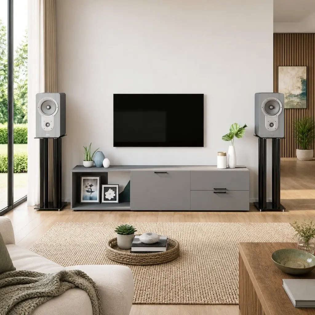 Black Tempered Glass Speaker Stands