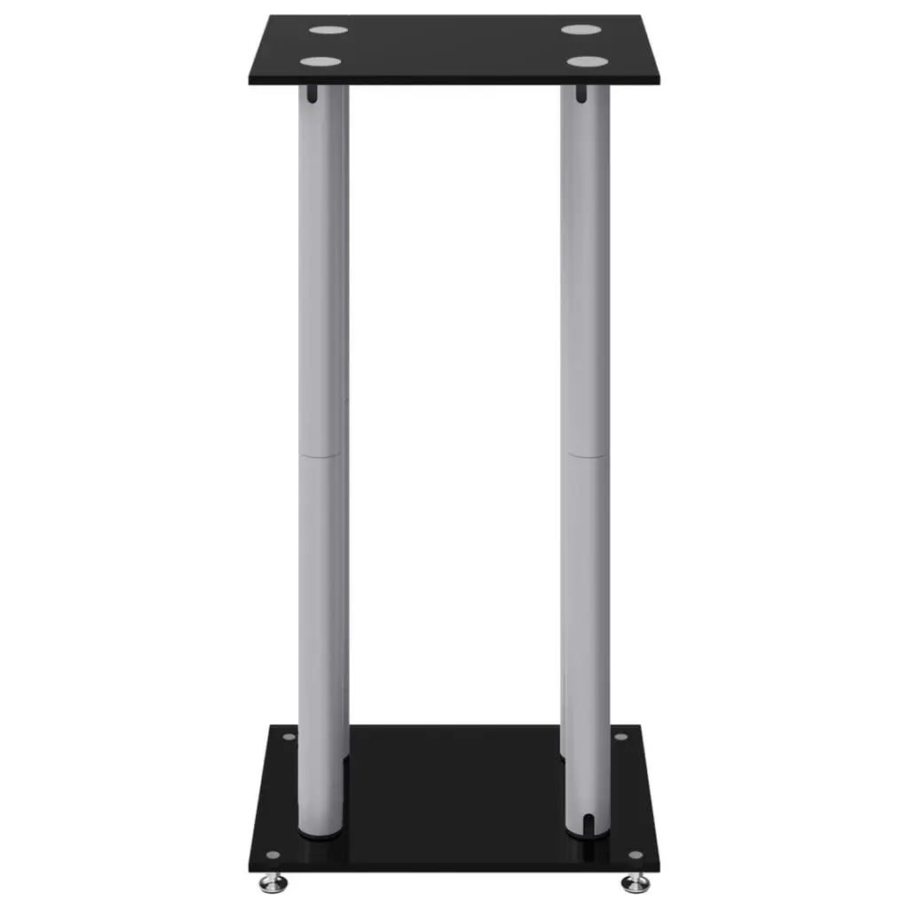 Speaker Stands Pair Black Tempered Glass 4 Pillars Home Studio