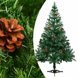 Artificial Christmas Tree 150cm Green Frosted Branches Pinecones Decorative