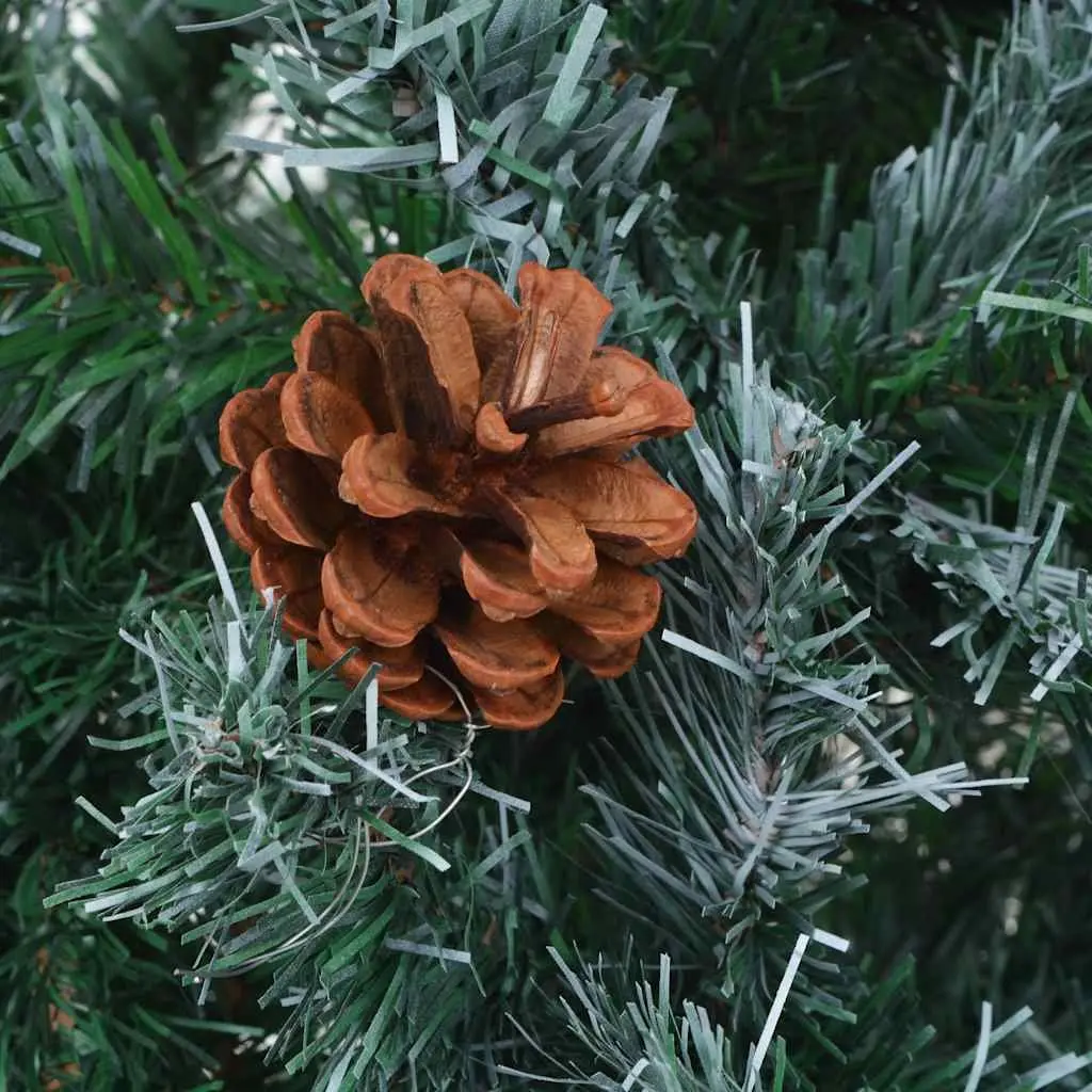 Artificial Christmas Tree Seasonal Decoration 150cm Green Frosted Branches Pinecones