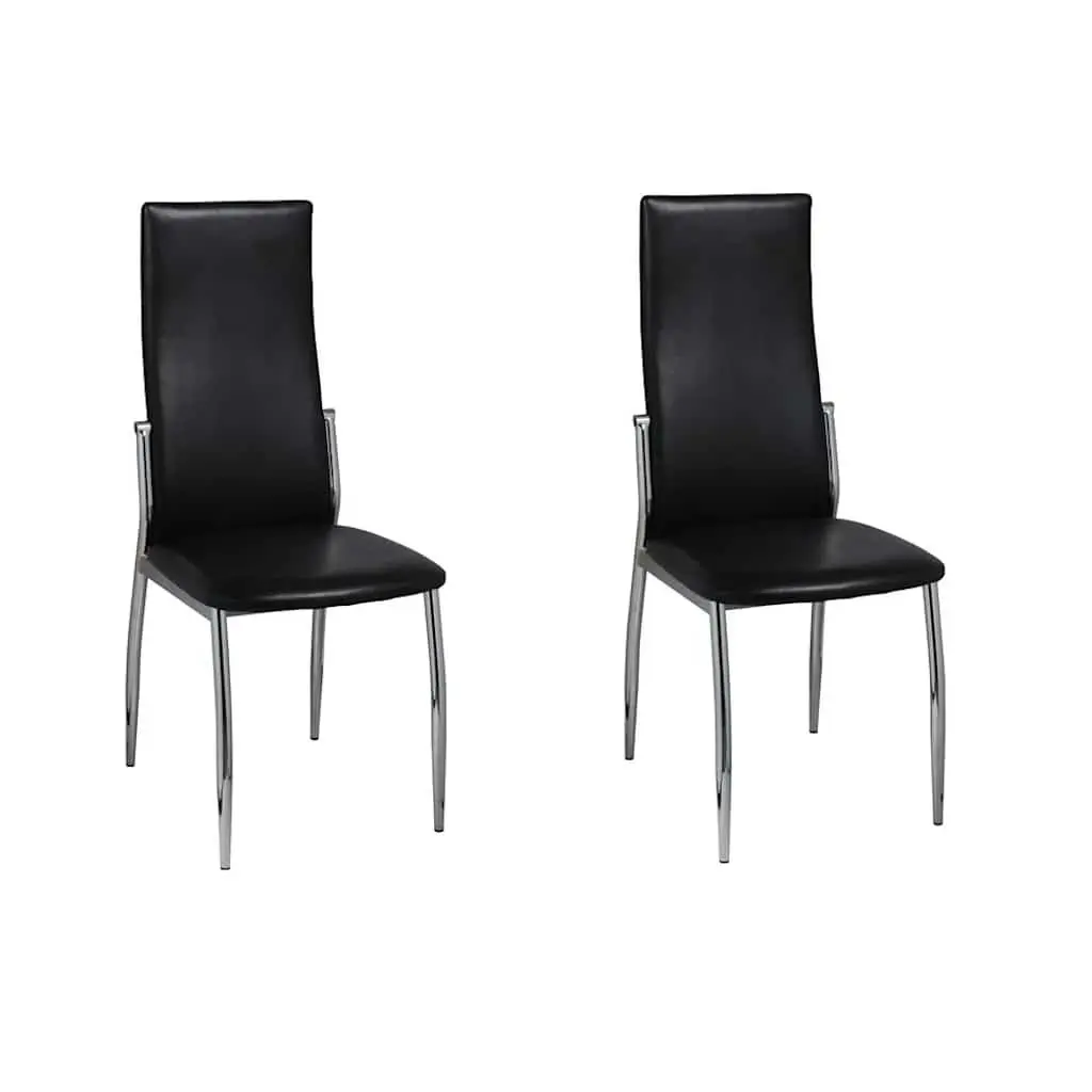 Dining Chairs Kitchen 2 Piece Black Synthetic Leather Ergonomic