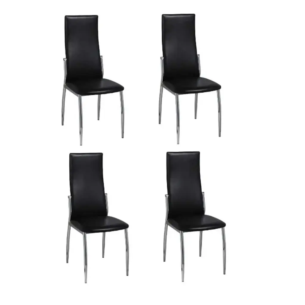 Dining Chairs Set 4 Piece Kitchen Room Black Faux Leather