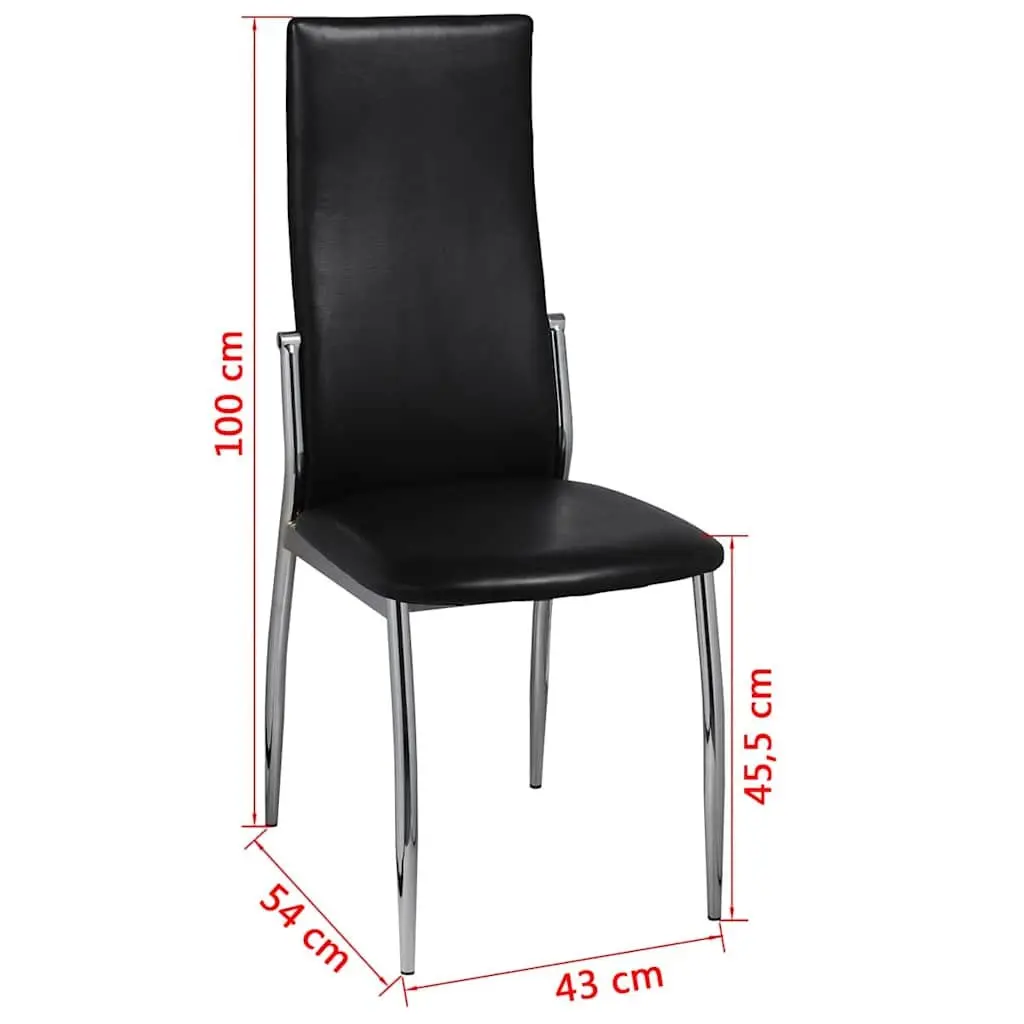Dining Chairs Set 4 Piece Kitchen Room Black Faux Leather