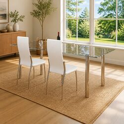 Set of 2 White Dining Chairs - Synthetic Leather Upholstery
