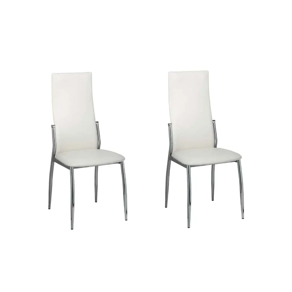 Dining Chairs Kitchen 2 Piece White Synthetic Leather Modern Ergonomic