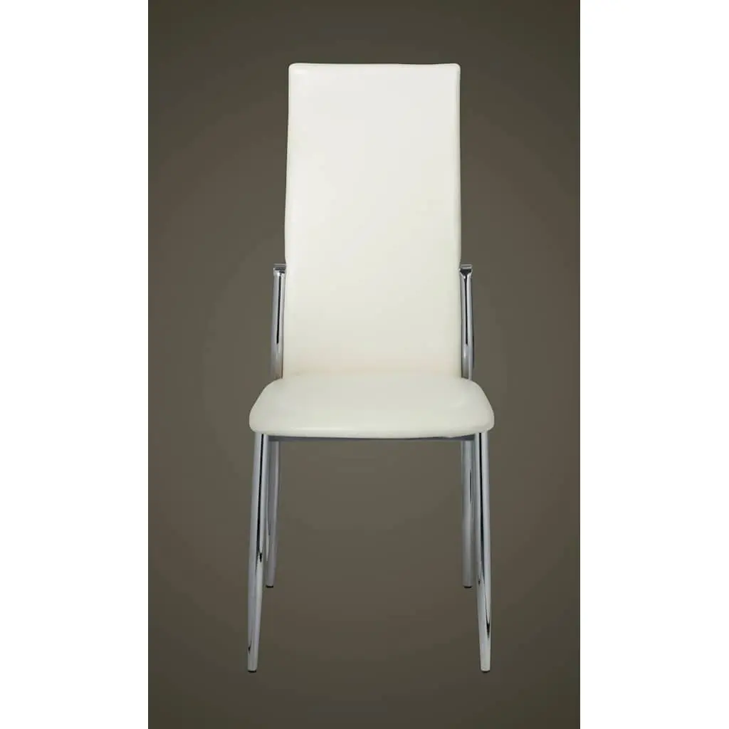 Dining Chairs Kitchen 2 Piece White Synthetic Leather Modern Ergonomic