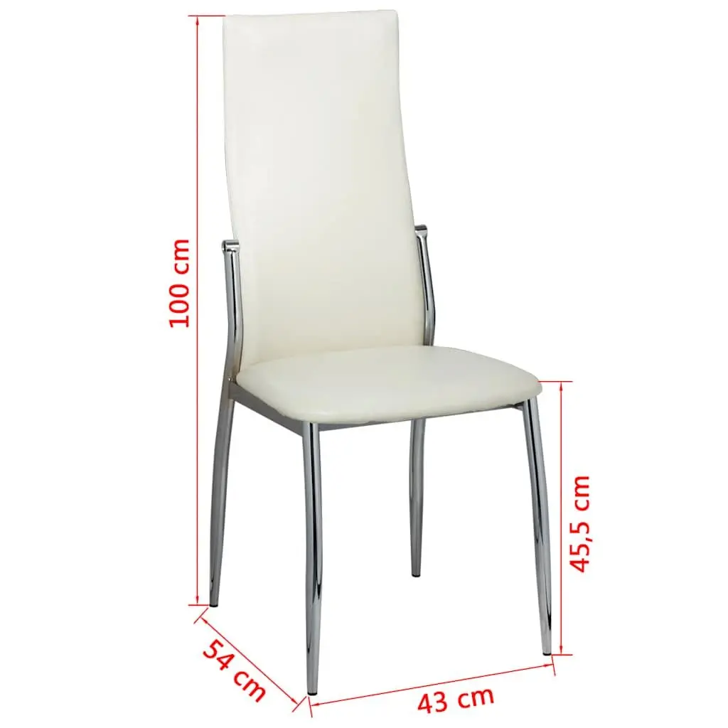 Dining Chairs Kitchen 2 Piece White Synthetic Leather Modern Ergonomic