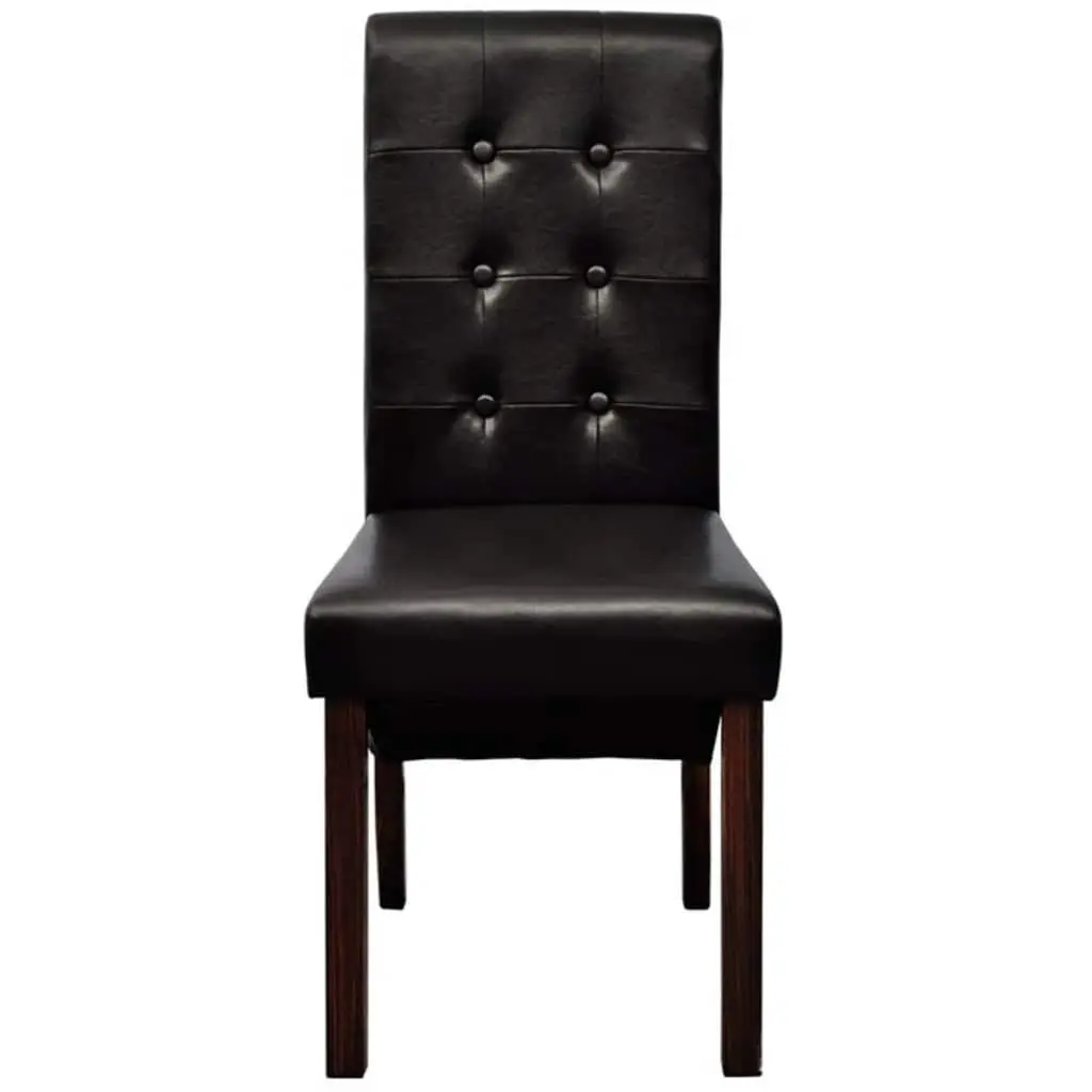 Dining Chairs Kitchen Room Brown Faux Leather Padded Seats 2 Piece