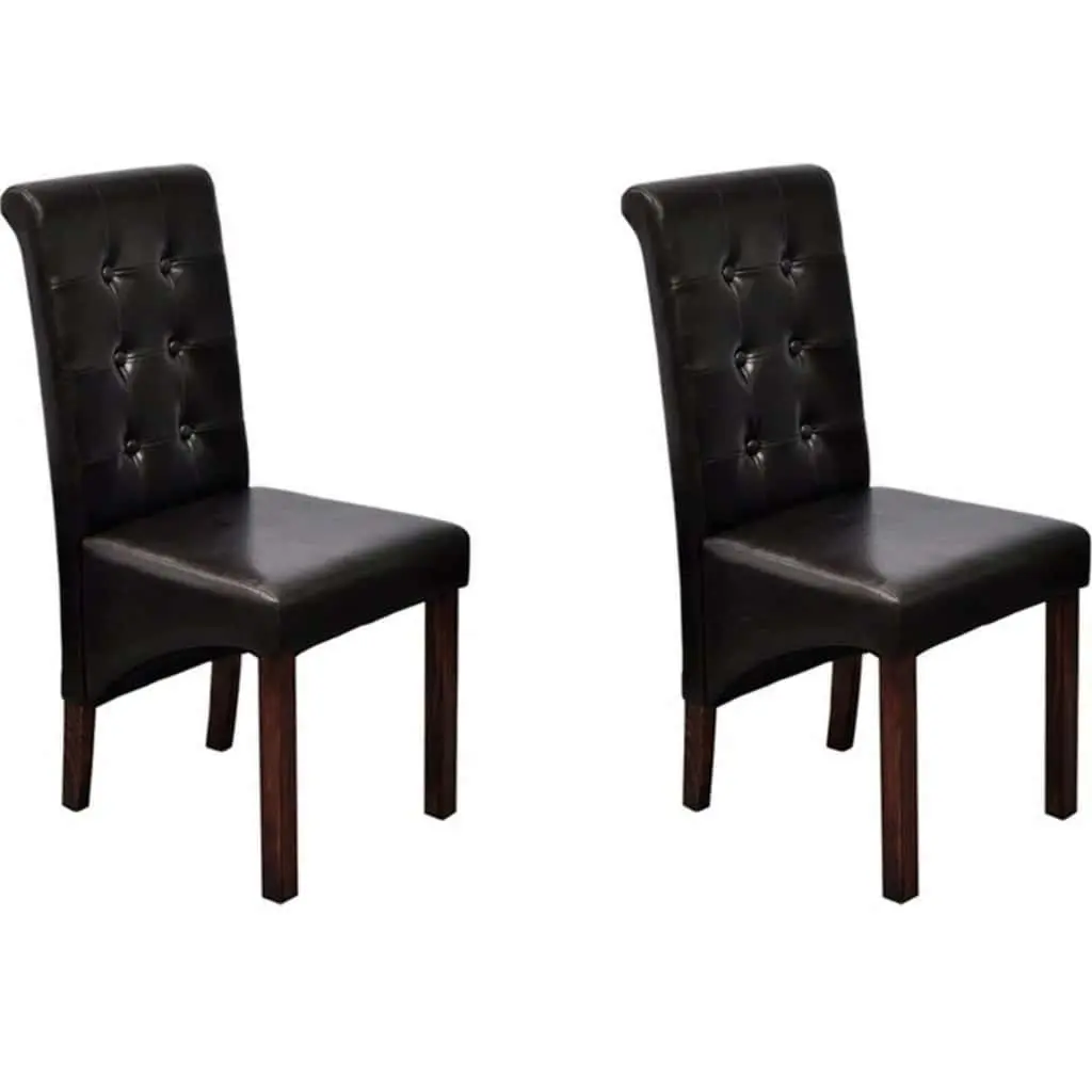 Dining Chairs Kitchen Room Brown Faux Leather Padded Seats 2 Piece