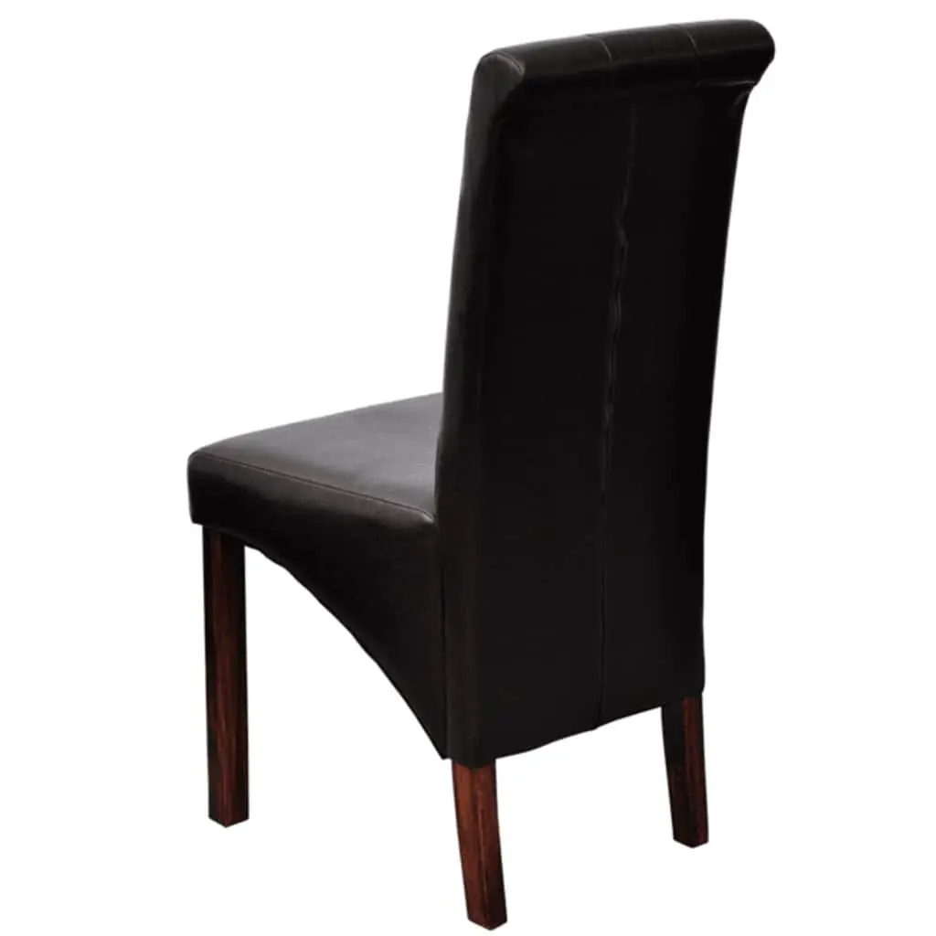 Dining Chairs Kitchen Room Brown Faux Leather Padded Seats 2 Piece