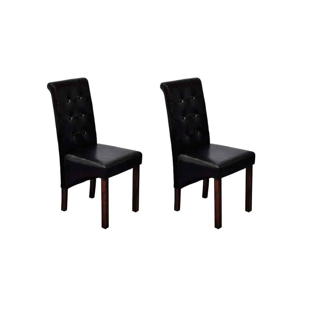 Dining Chairs Kitchen Room 2 Piece Black Padded Seats Backrests