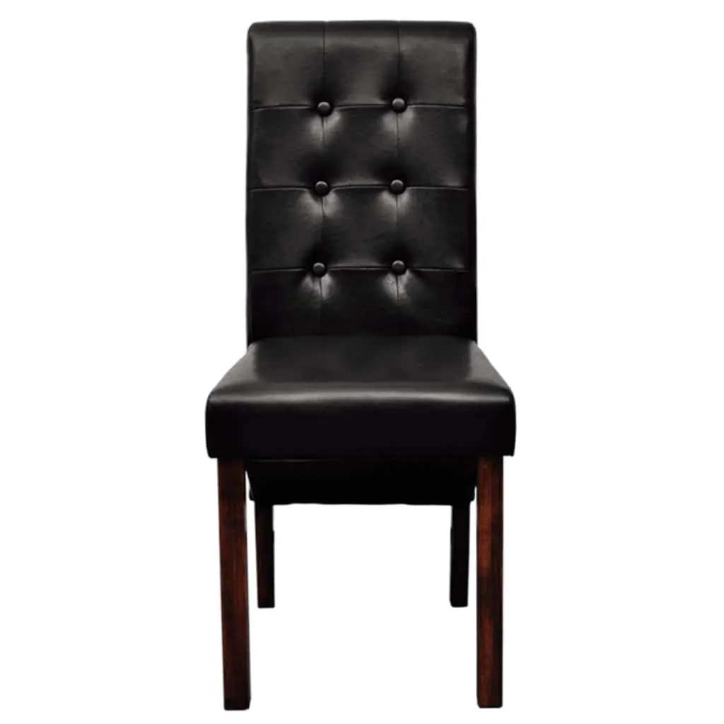 Dining Chairs Kitchen Room 2 Piece Black Padded Seats Backrests