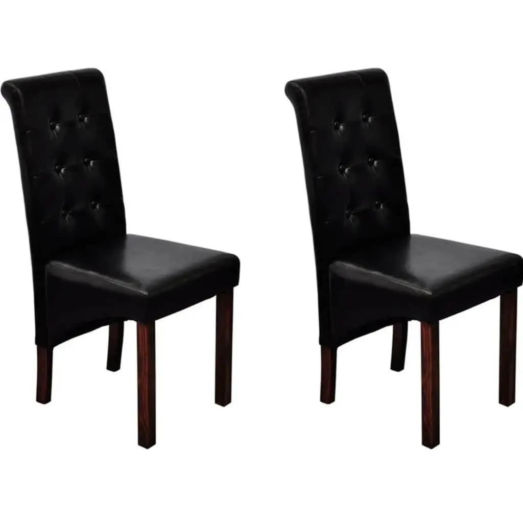 Dining Chairs Kitchen Room 2 Piece Black Padded Seats Backrests