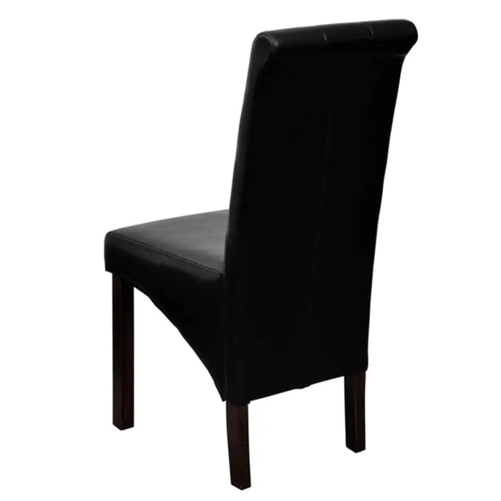 Dining Chairs Kitchen Room 2 Piece Black Padded Seats Backrests