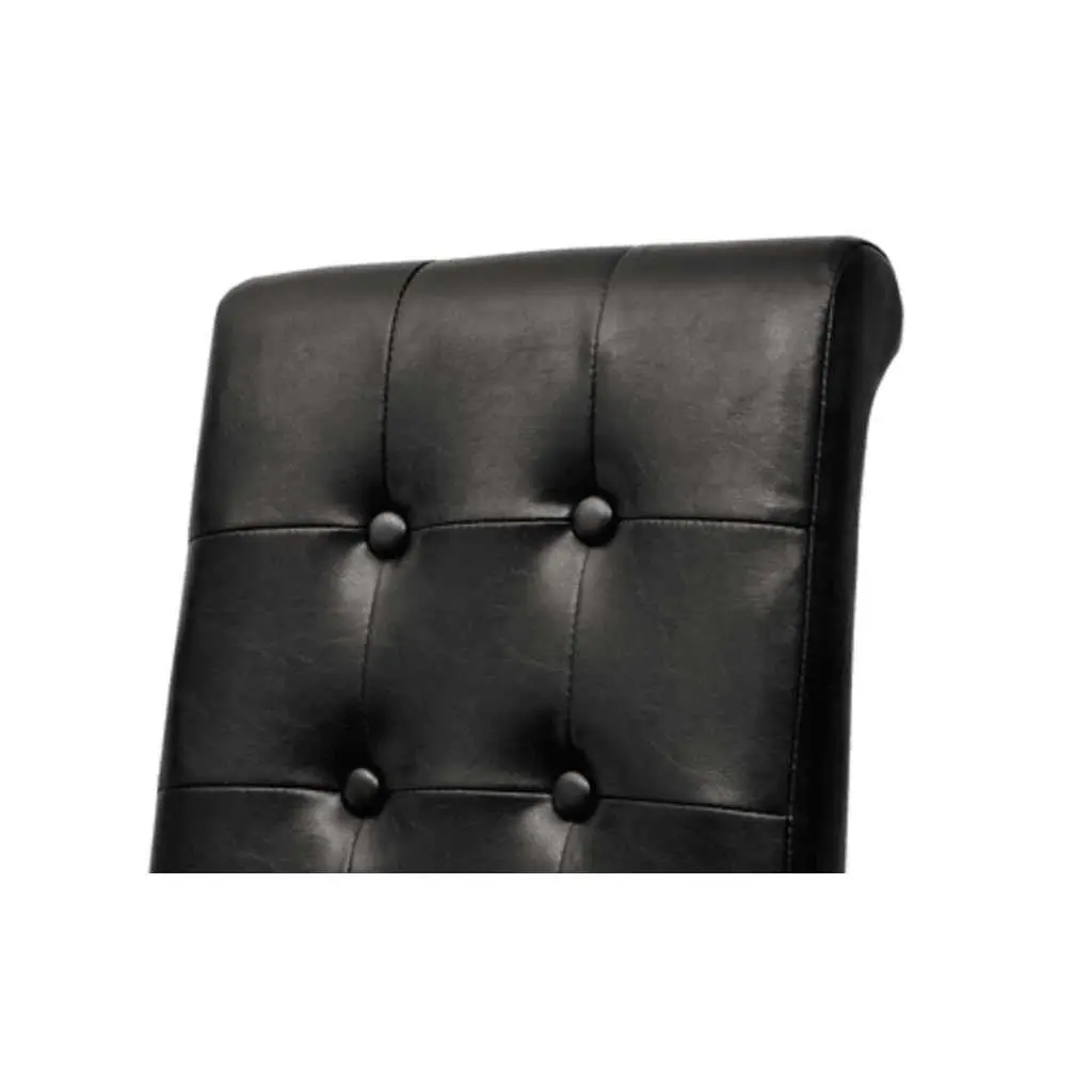 Dining Chairs Kitchen Room 2 Piece Black Padded Seats Backrests