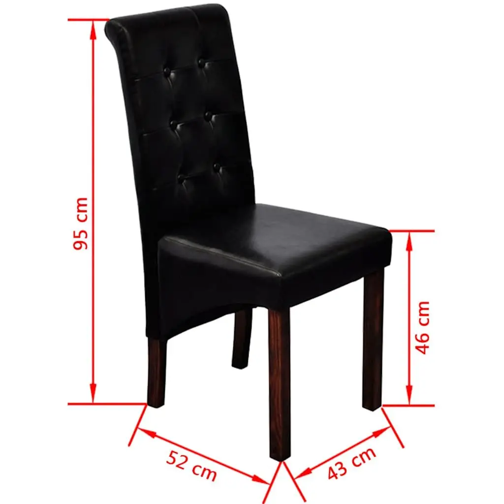 Dining Chairs Kitchen Room 2 Piece Black Padded Seats Backrests